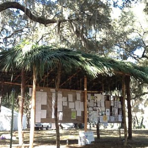 Class lists at Florida Earthskills Gathering intentional community