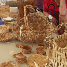 Basket weaving at Florida Earthskills Gathering intentional community